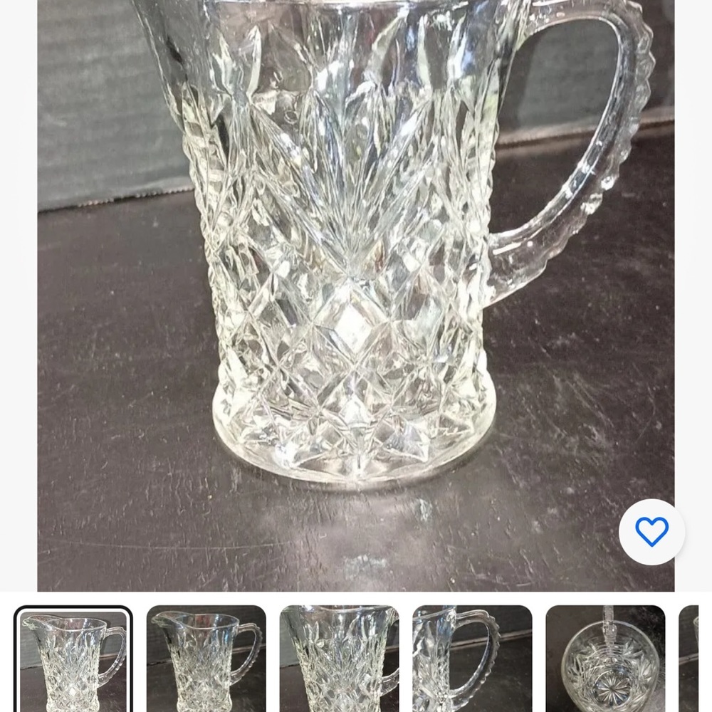Small Clear Pressed Glass Syrup Pitcher MCM - Picture 9 of 9